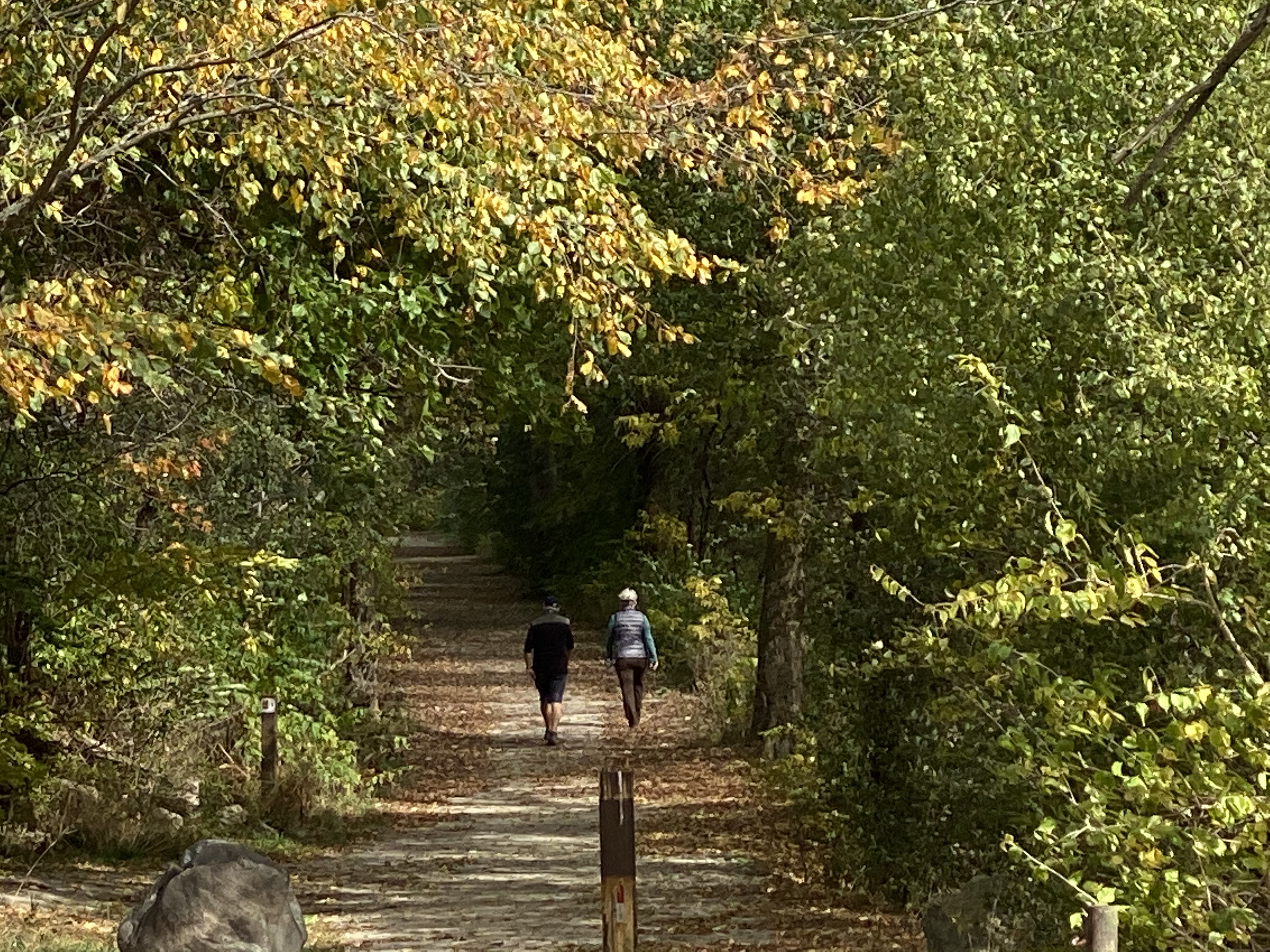 Hiking on a path at the Heritage Quarries Recreation Areas