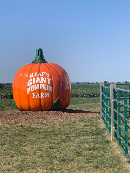 Giant sign shaped as a pumpkin