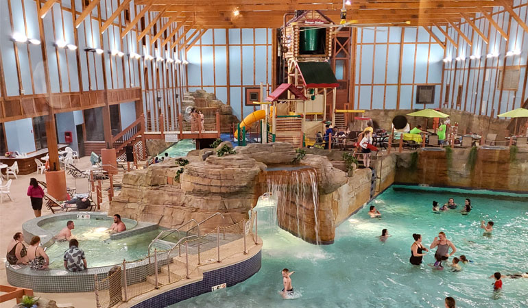 inside the grand bear resort indoor waterpark