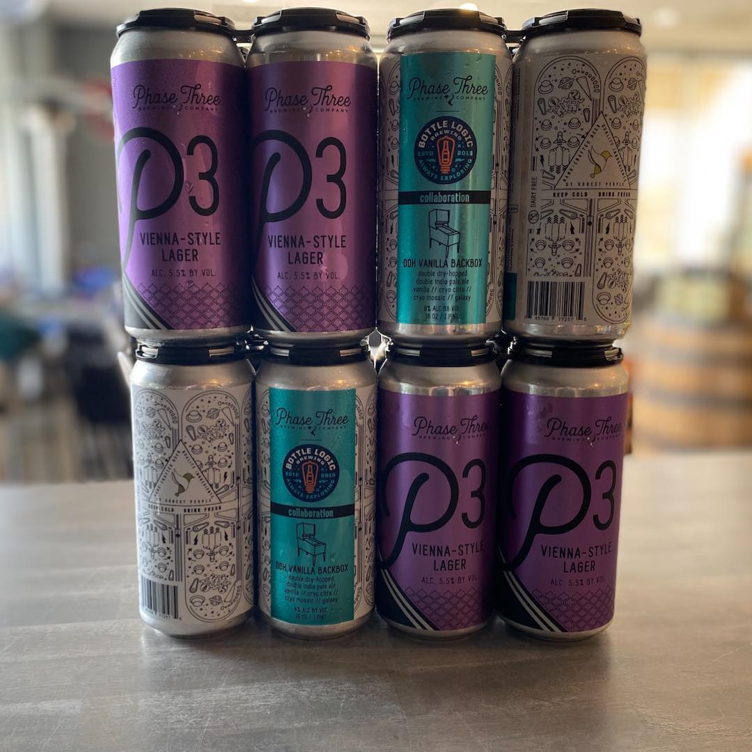 Cans from Phase Three Brewing