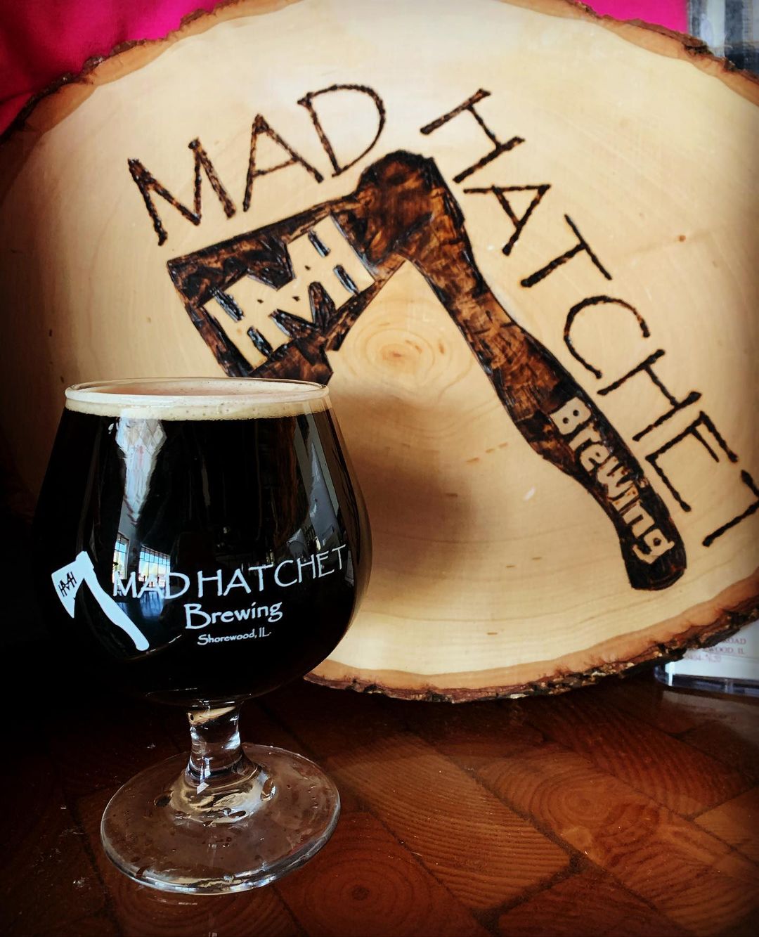 Glass of Mad Hatchet's Cinnister Stout