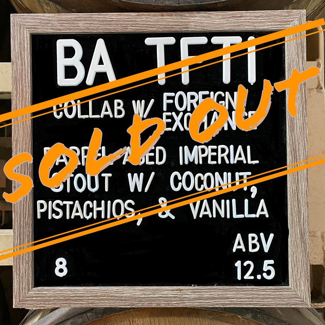 Beer board with SOLD OUT superimposed overtop
