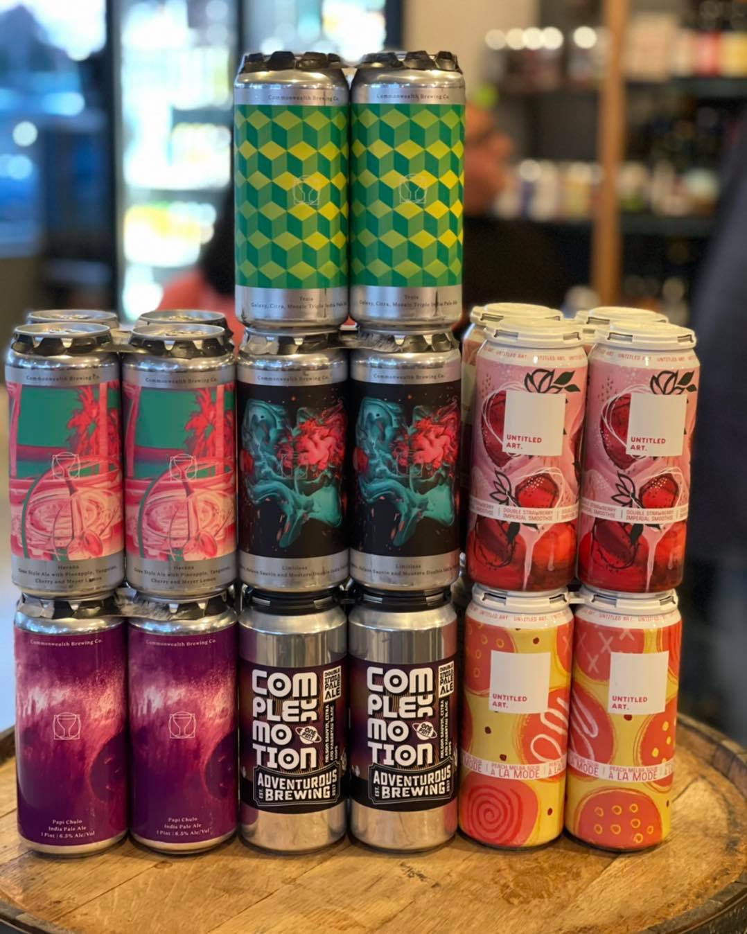 Stack of different beers at Iron&Glass