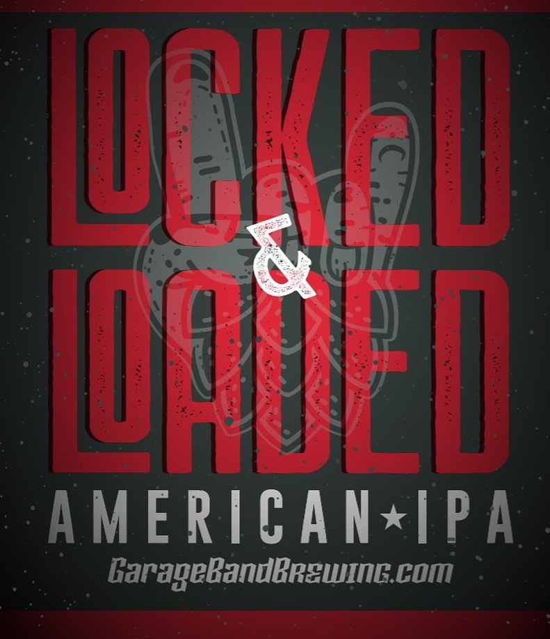 Logo for Locked and Loaded from Garage Band Brewing
