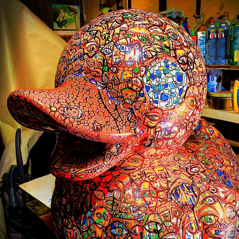 3 foot tall duck painted