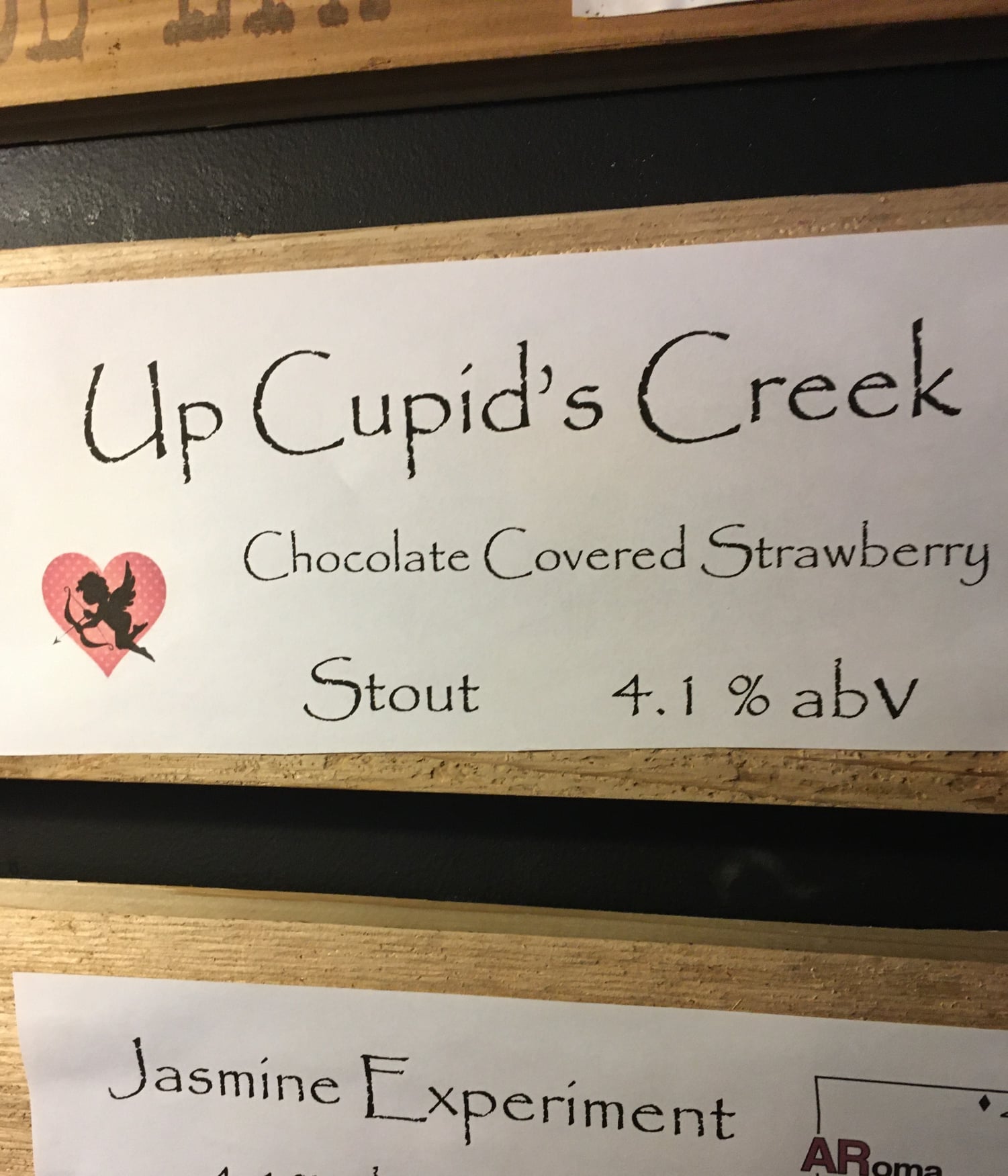Sign for Up Cupid's Creek  from Hickory Creek brewing
