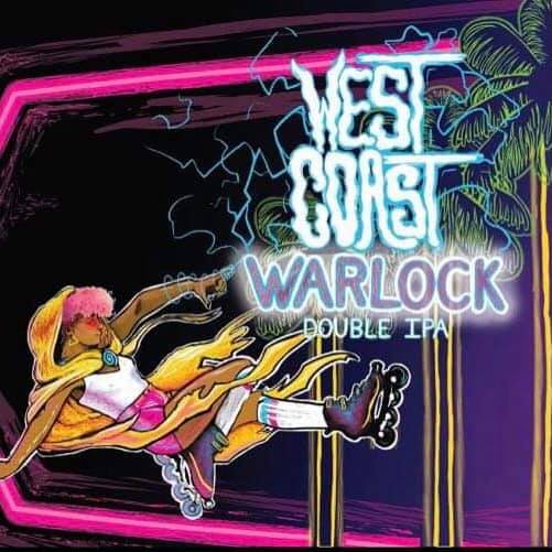 Artwork for West Coast Warlock (lady in roller blades with lightning bolts comign from hands)