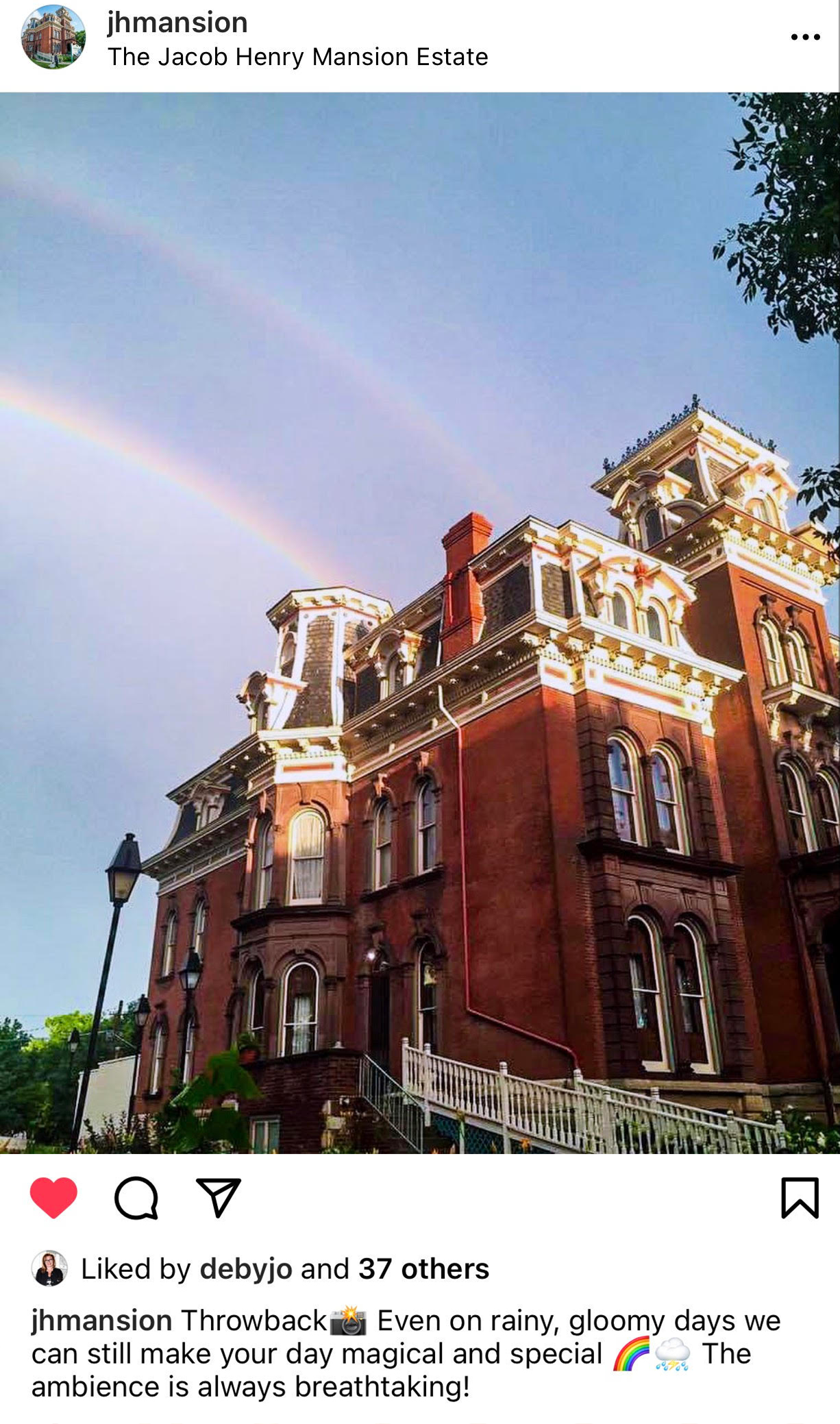 jacob henry mansion with a rainbow