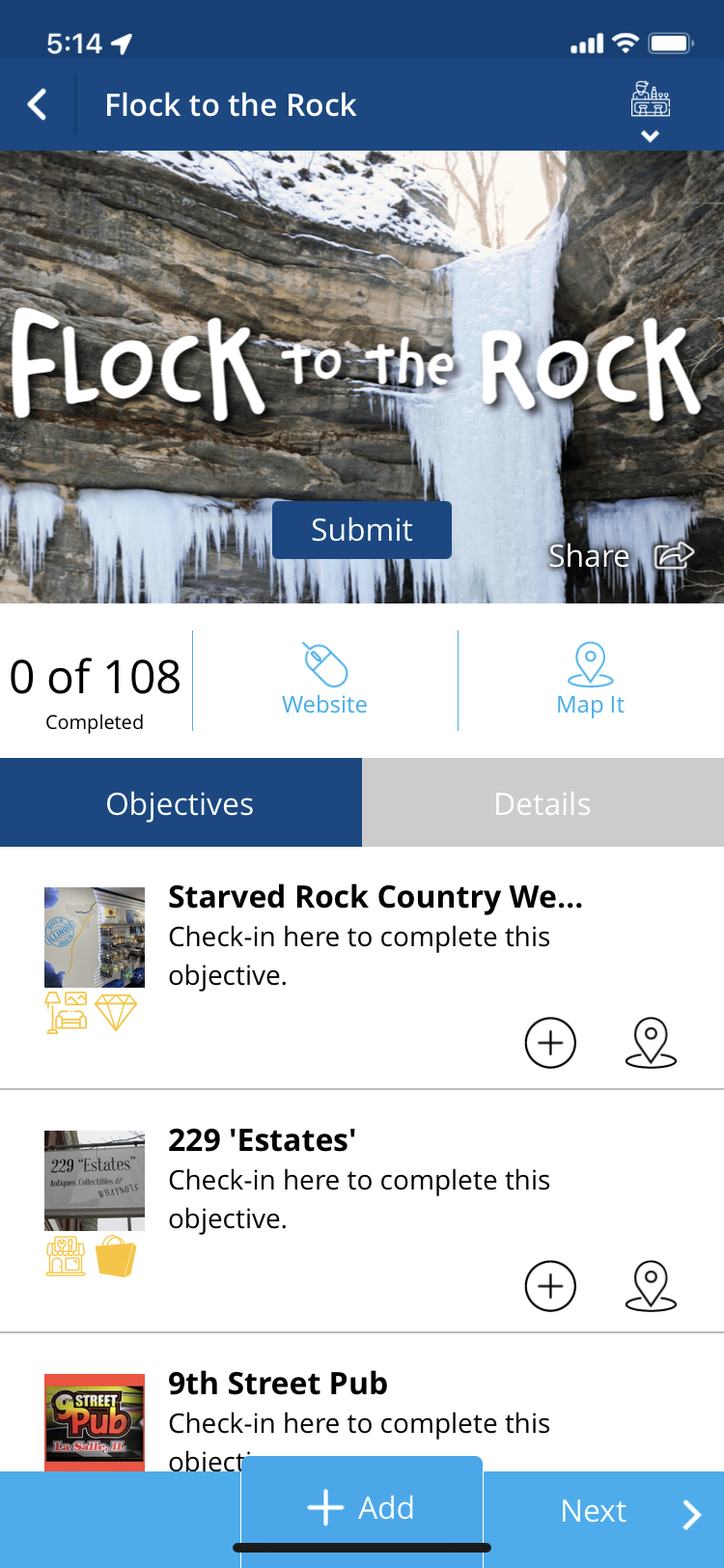 Flock to the Rock passport in the app