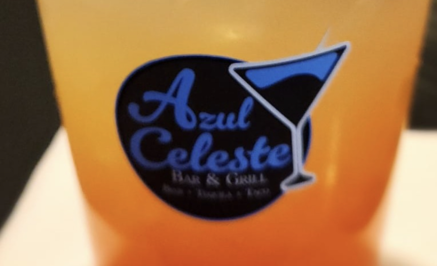Azul Celeste logo on a drink