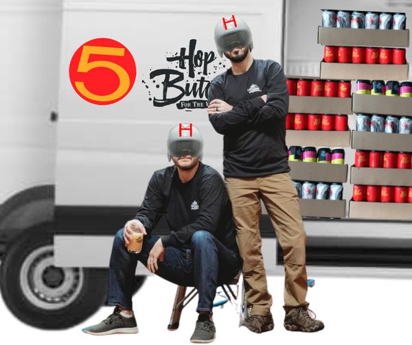 Photoshopped - Two men with Speed Racer helmets in front of a delivery truck
